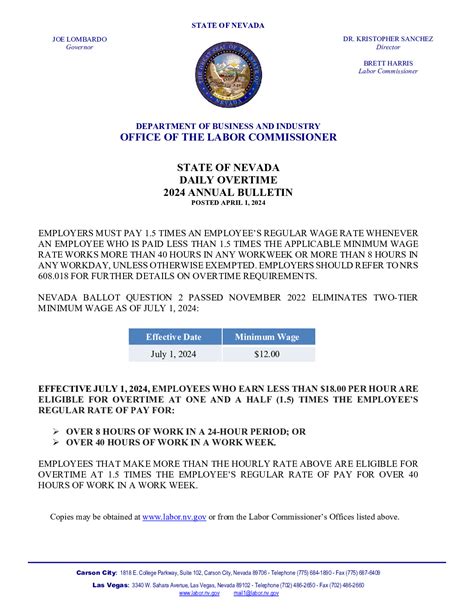 STATE OF NEVADA DAILY OVERTIME .